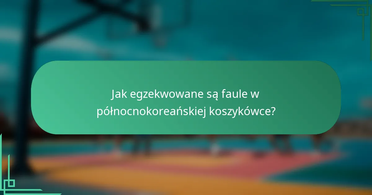Jak egzekwowane są faule w północnokoreańskiej koszykówce?