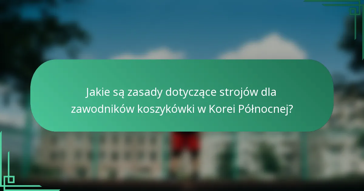 Jakie są zasady dotyczące strojów dla zawodników koszykówki w Korei Północnej?
